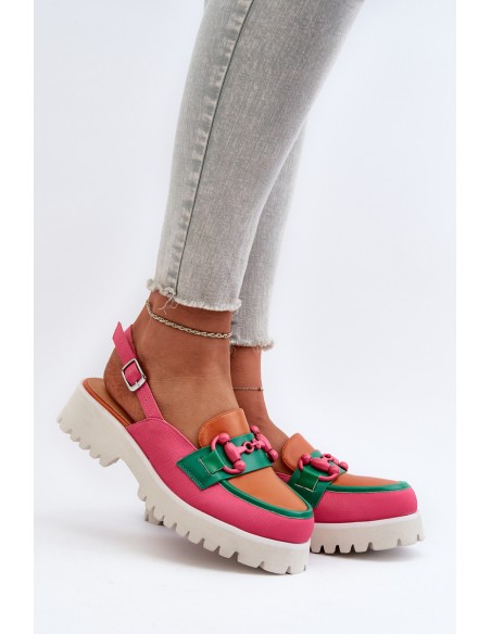 Moteriškos plokščiakulnės sandalai su oranžine apdaila D&A MR38-656