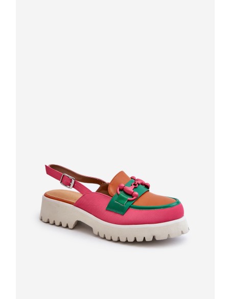 Moteriškos plokščiakulnės sandalai su oranžine apdaila D&A MR38-656