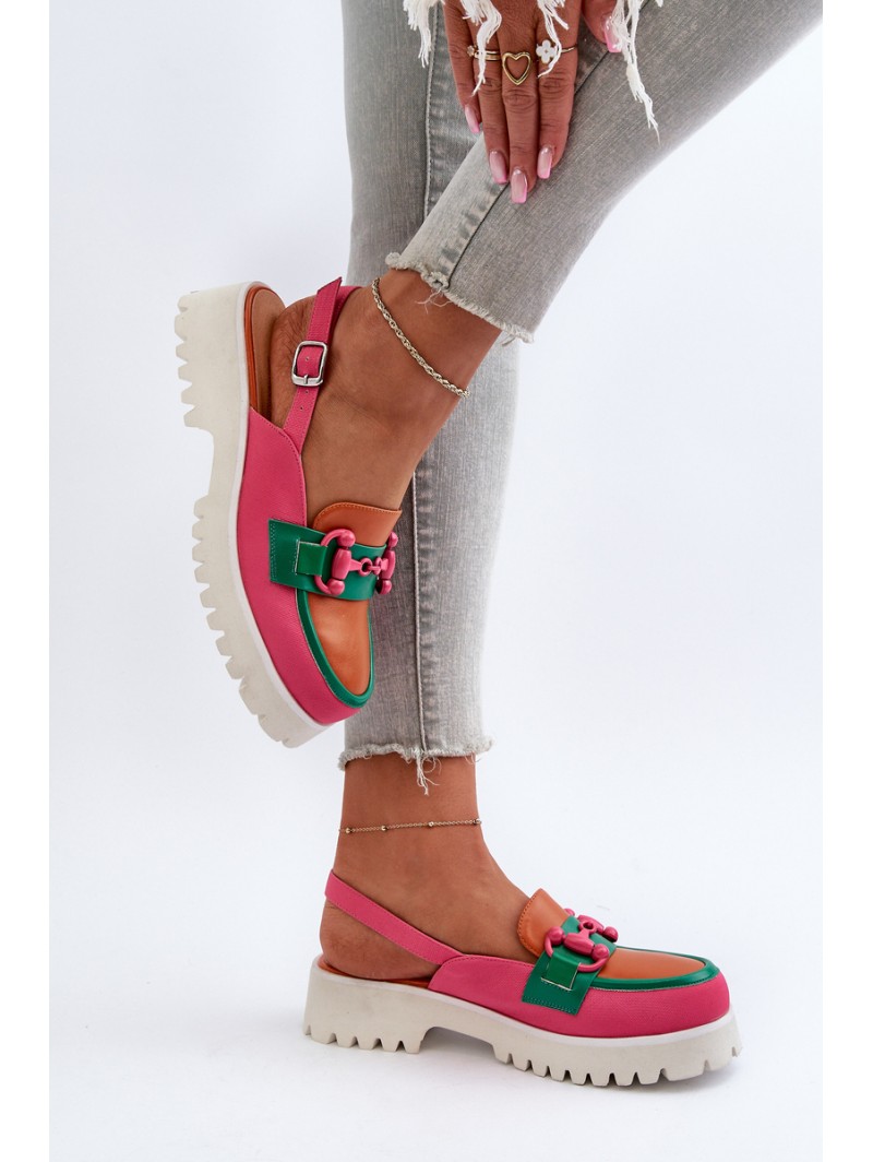 Moteriškos plokščiakulnės sandalai su oranžine apdaila D&A MR38-656