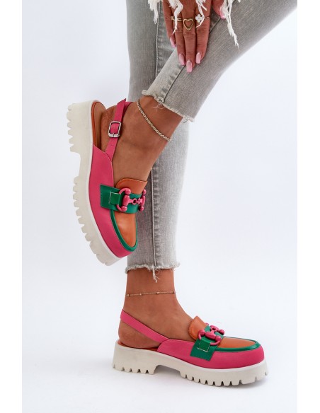 Moteriškos plokščiakulnės sandalai su oranžine apdaila D&A MR38-656