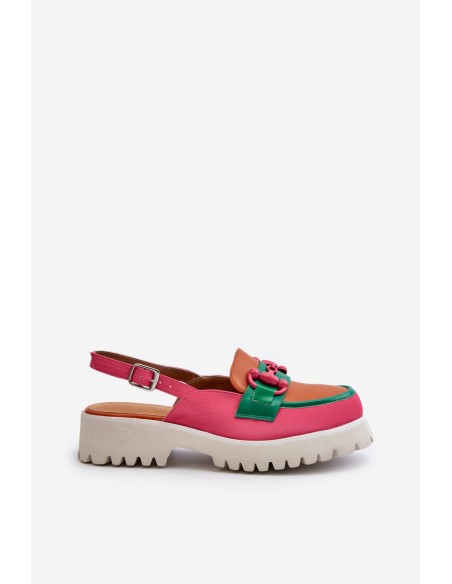 Moteriškos plokščiakulnės sandalai su oranžine apdaila D&A MR38-656