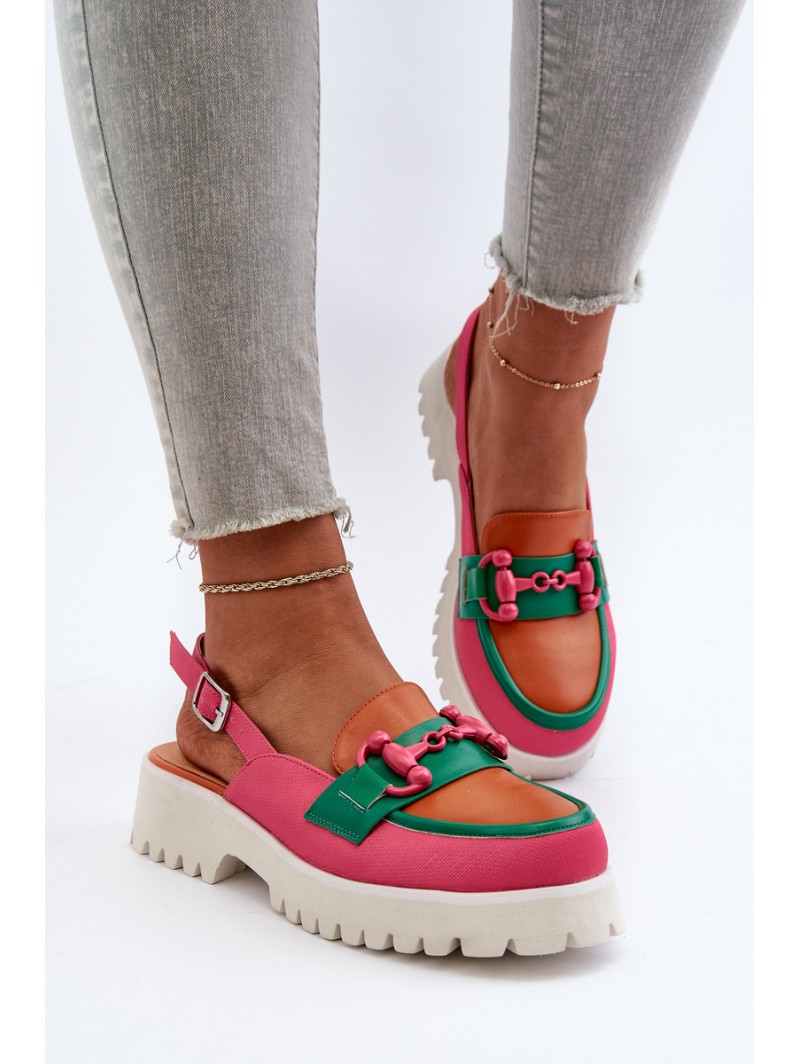 Moteriškos plokščiakulnės sandalai su oranžine apdaila D&A MR38-656