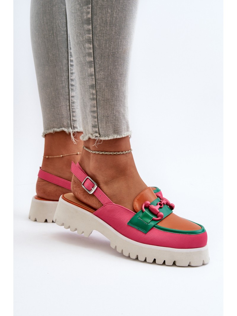 Moteriškos plokščiakulnės sandalai su oranžine apdaila D&A MR38-656