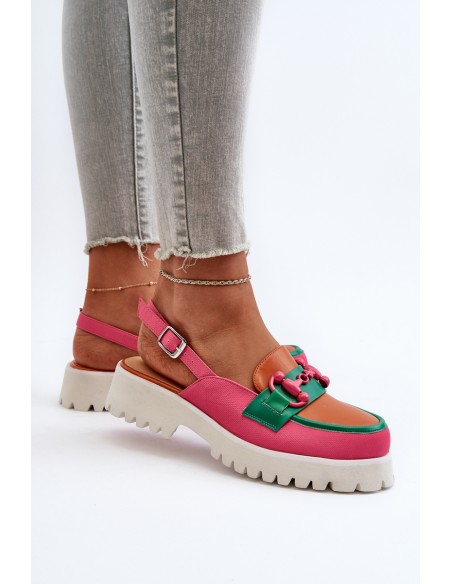 Moteriškos plokščiakulnės sandalai su oranžine apdaila D&A MR38-656