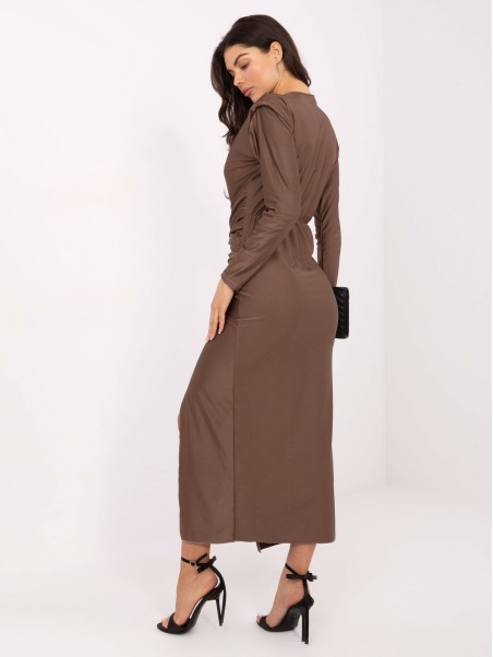 Suknelė-IT-SK-21625.84-tamsiai smėlio spalvos