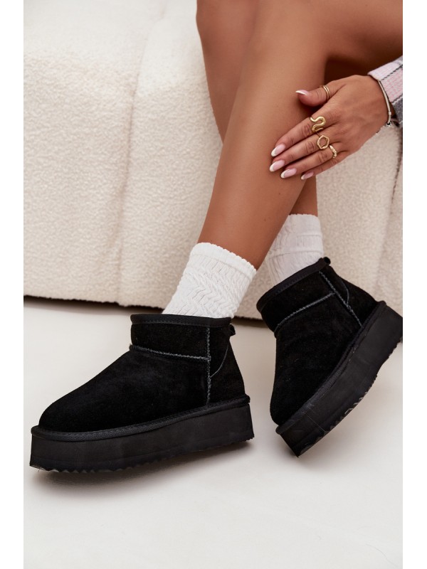 Suede Women's Snow Boots on Platform Vinceza 97962 Black