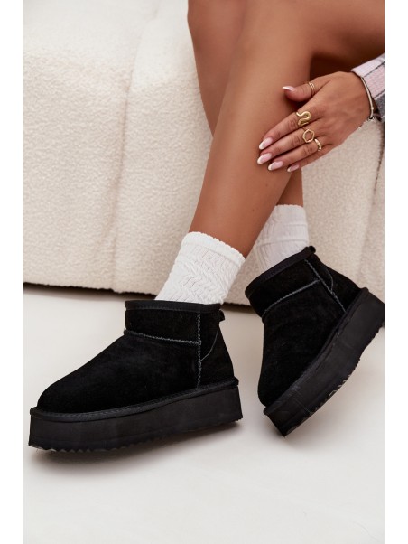 Suede Women's Snow Boots on Platform Vinceza 97962 Black