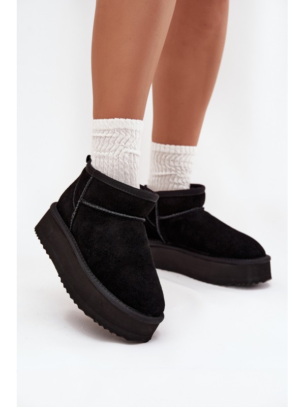 Suede Women's Snow Boots on Platform Vinceza 97962 Black 2