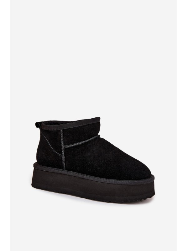 Suede Women's Snow Boots on Platform Vinceza 97962 Black