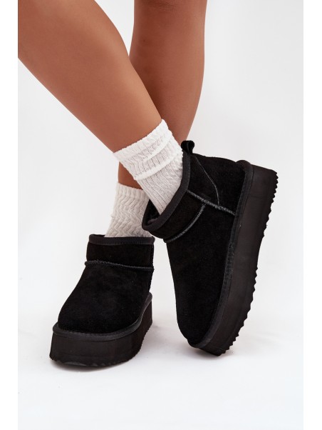 Suede Women's Snow Boots on Platform Vinceza 97962 Black