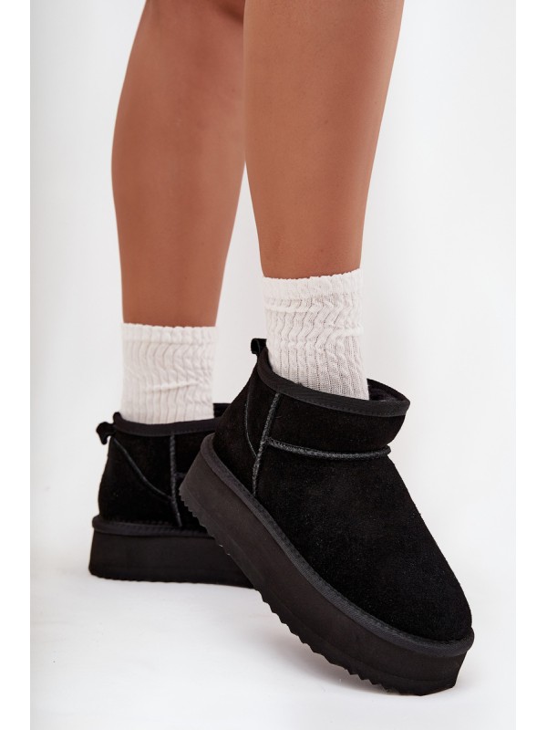 Suede Women's Snow Boots on Platform Vinceza 97962 Black