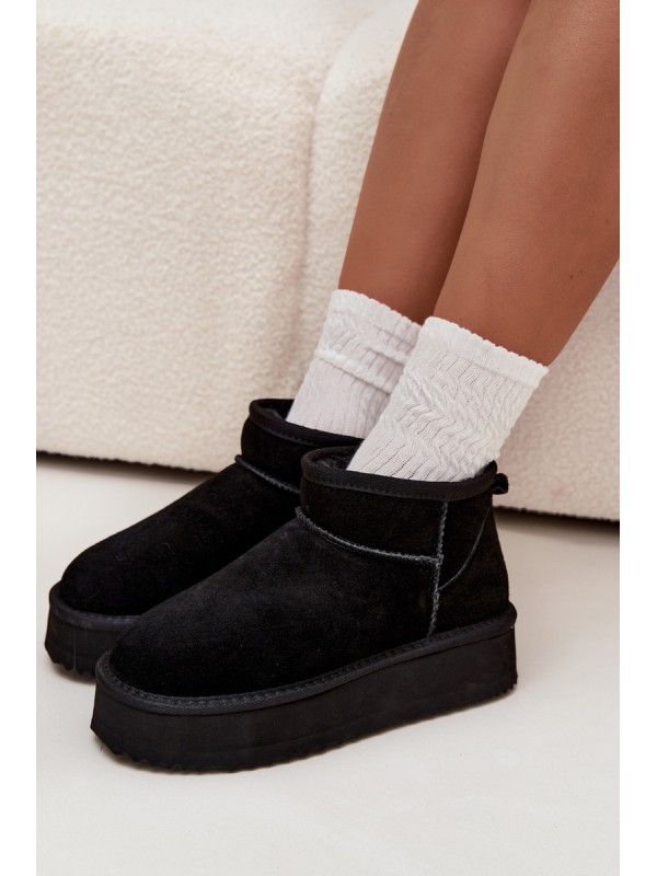 Suede Women's Snow Boots on Platform Vinceza 97962 Black