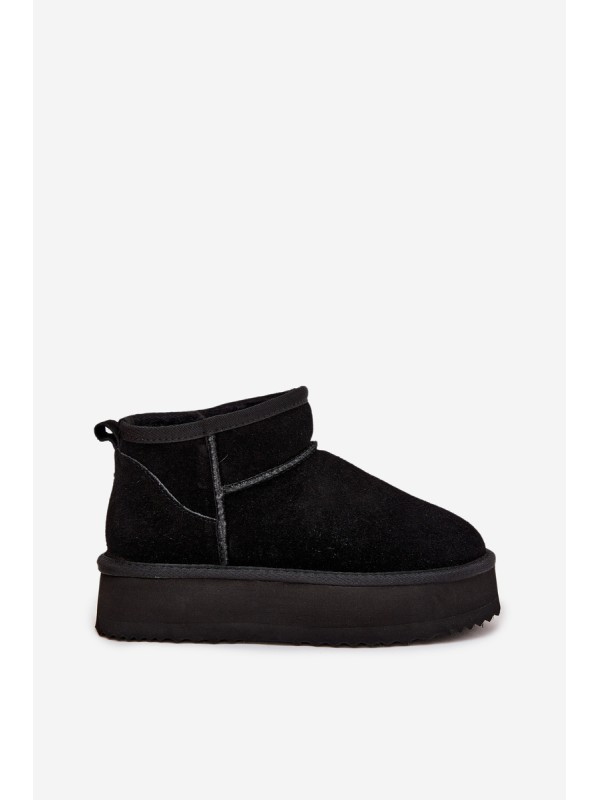 Suede Women's Snow Boots on Platform Vinceza 97962 Black