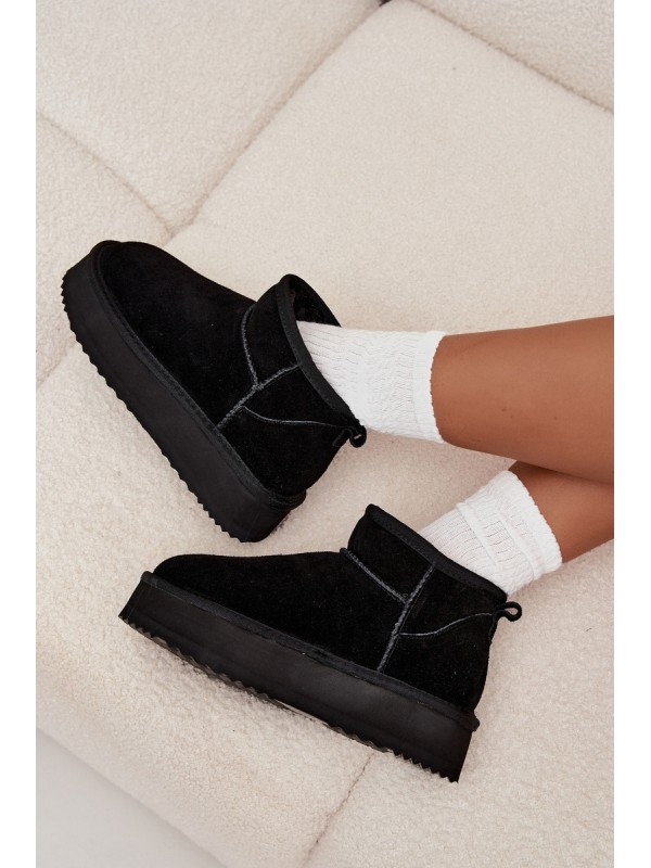 Suede Women's Snow Boots on Platform Vinceza 97962 Black