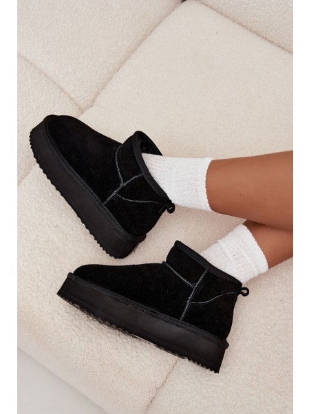 Suede Women's Snow Boots on Platform Vinceza 97962 Black