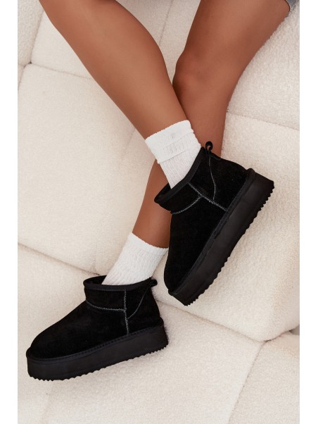 Suede Women's Snow Boots on Platform Vinceza 97962 Black
