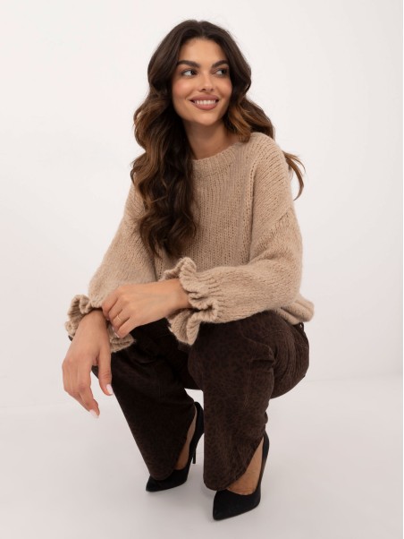 Megztinis-MI-SW-2912.10X-tamsiai smėlio spalvos