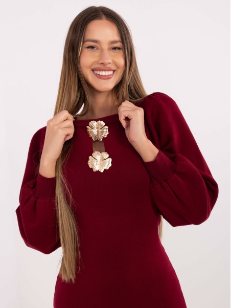 Suknelė-PM-SK-YIS1063.17-bordo spalvos