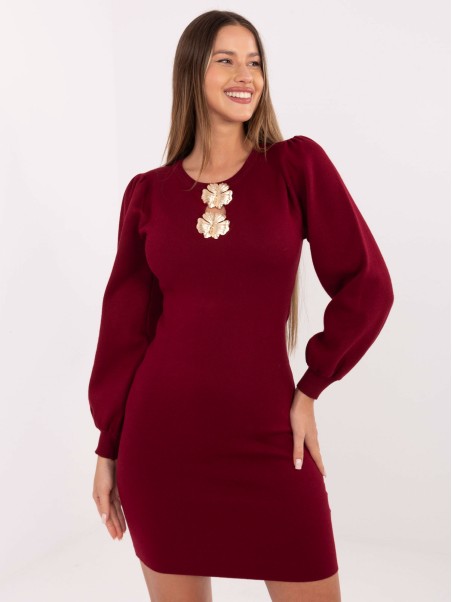 Suknelė-PM-SK-YIS1063.17-bordo spalvos
