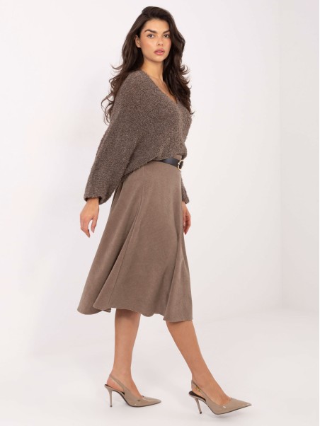 Sijonas-IT-SD-FL9838.49-tamsiai smėlio spalvos