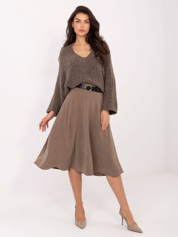 Sijonas-IT-SD-FL9838.49-tamsiai smėlio spalvos