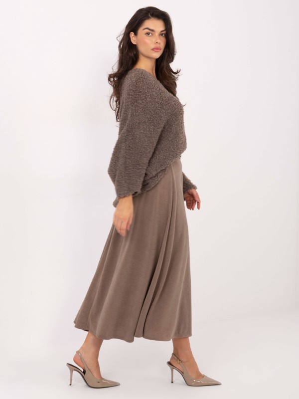 Sijonas-IT-SD-FL9850.12-tamsiai smėlio spalvos