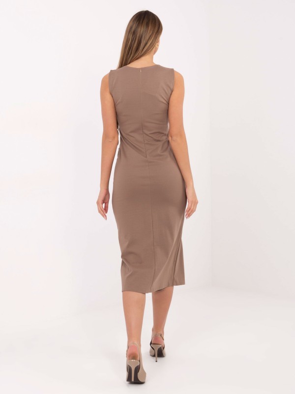 Suknelė-IT-SK-21891.61-tamsiai smėlio spalvos