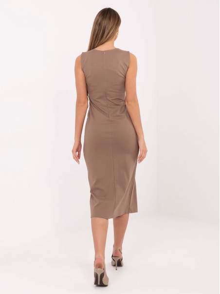 Suknelė-IT-SK-21891.61-tamsiai smėlio spalvos
