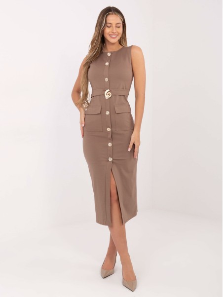 Suknelė-IT-SK-21891.61-tamsiai smėlio spalvos