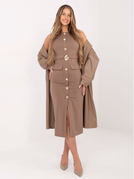 Suknelė-IT-SK-21891.61-tamsiai smėlio spalvos