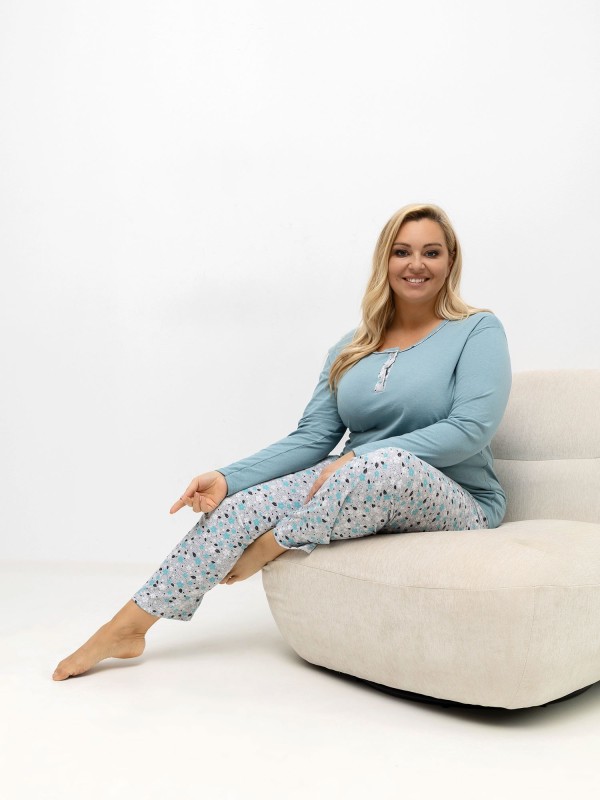 Pižama-DU-KN-FP-502.97-tamsi mėtinė