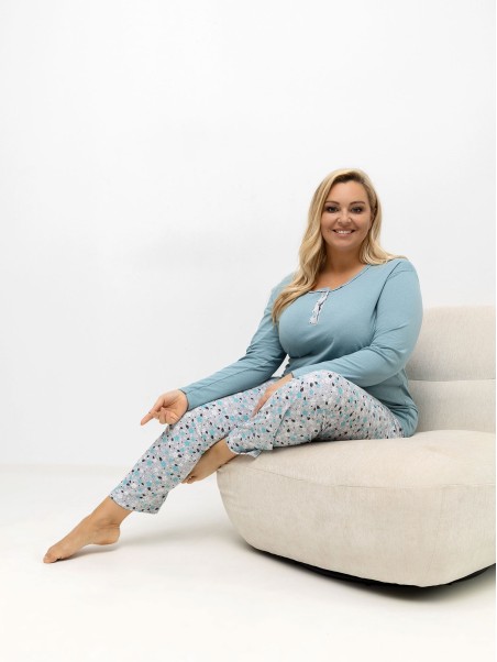 Pižama-DU-KN-FP-502.97-tamsi mėtinė