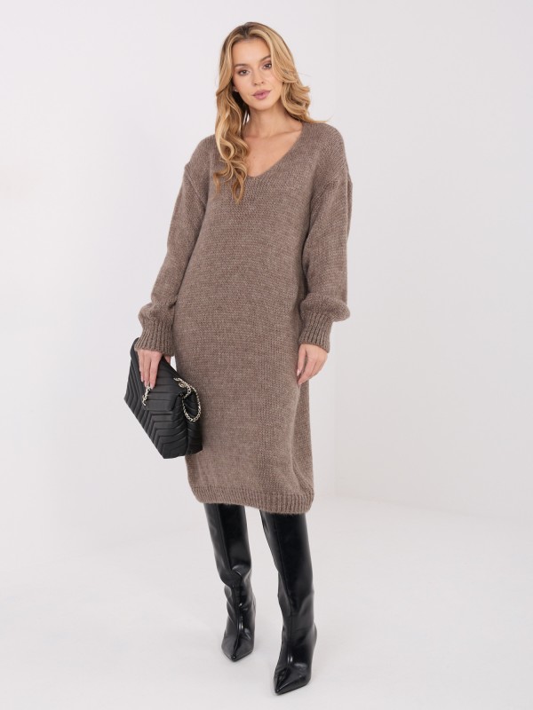 Suknelė-IN-SK-5962.22-tamsiai smėlio spalvos