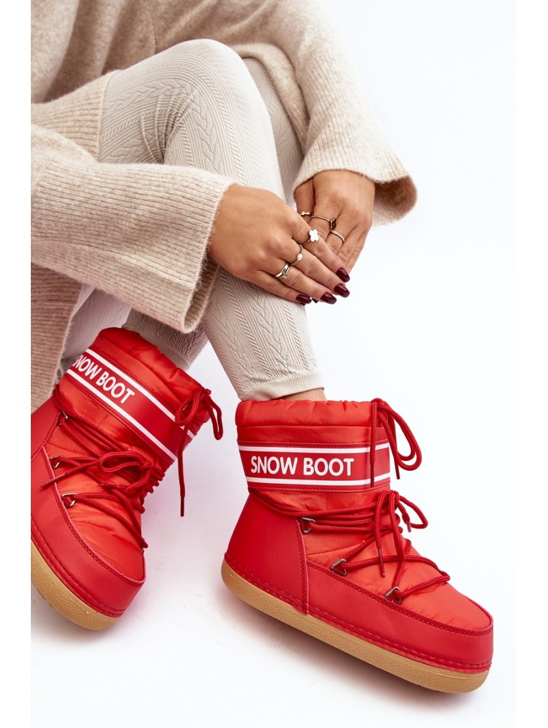 Women's lace-up snow boots Red Soia