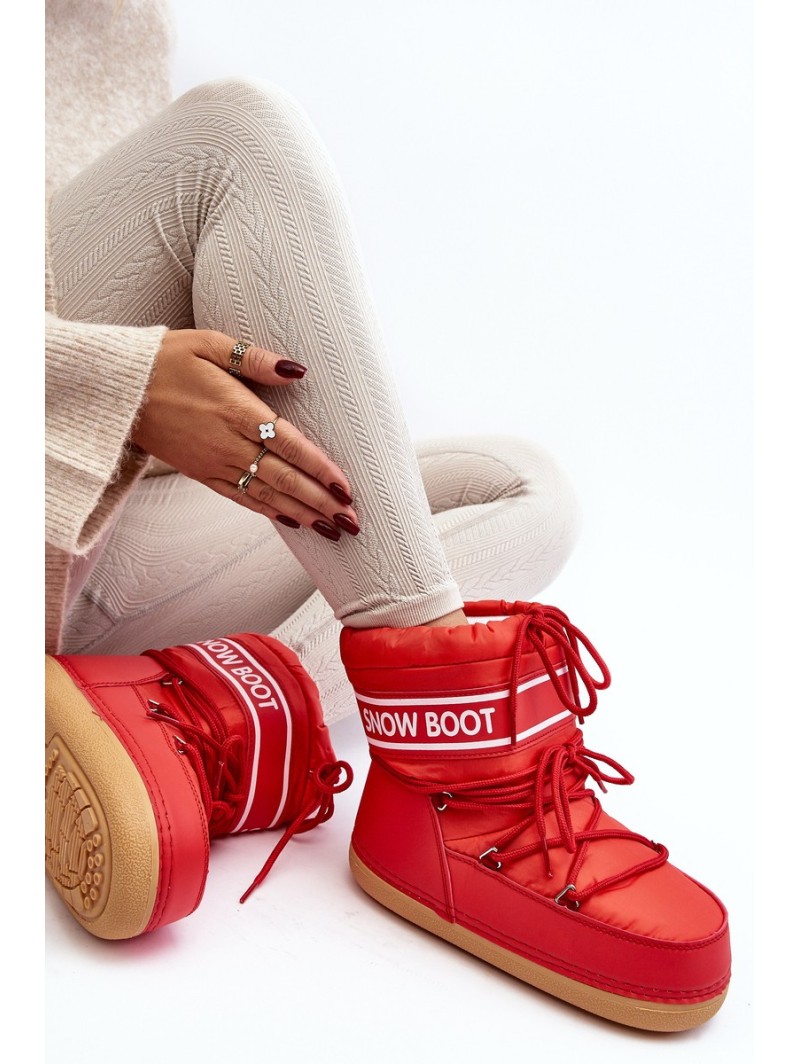 Women's lace-up snow boots Red Soia