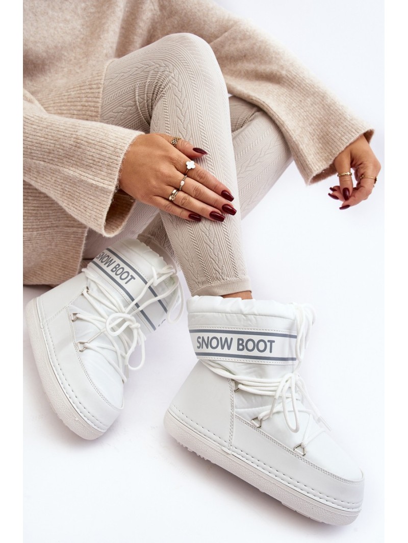 Women's lace-up snow boots white Soia