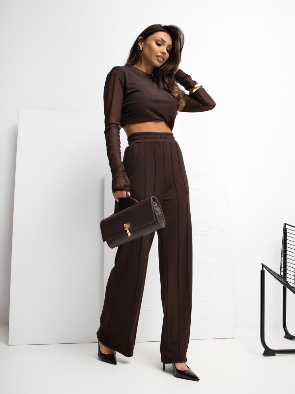 Sportinės kelnės-RV-DR-A1062.48-tamsiai rudos