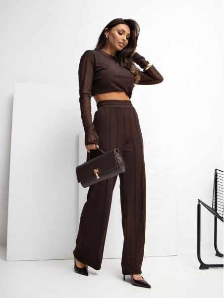 Sportinės kelnės-RV-DR-A1062.48-tamsiai rudos