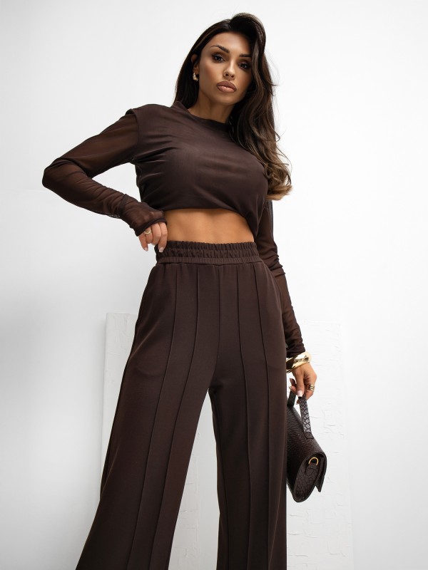 Sportinės kelnės-RV-DR-A1062.48-tamsiai rudos