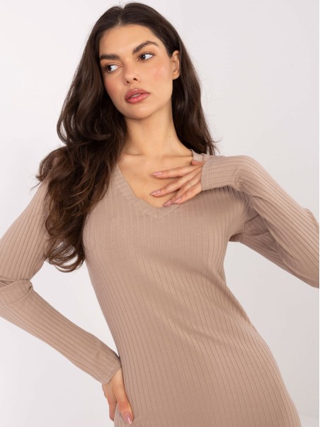 Suknelė-RV-SK-A1050.08-tamsiai smėlio spalvos