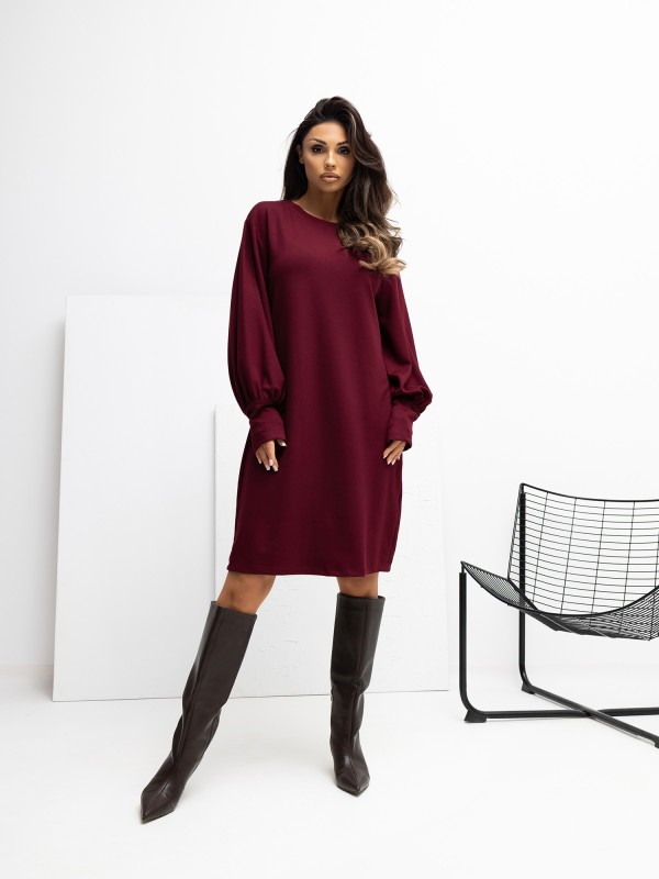 Suknelė-RV-SK-A1059.17-bordo spalvos