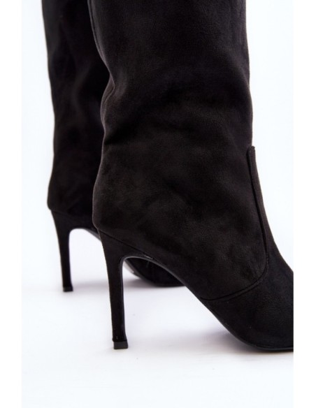Women's Half-Calf Boots with Stiletto Heel Black Odetteia