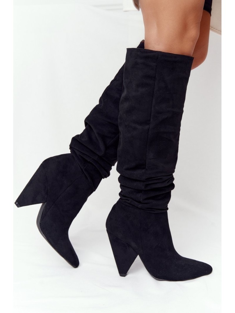 Women's Suede Knee Boots Lu Boo Black