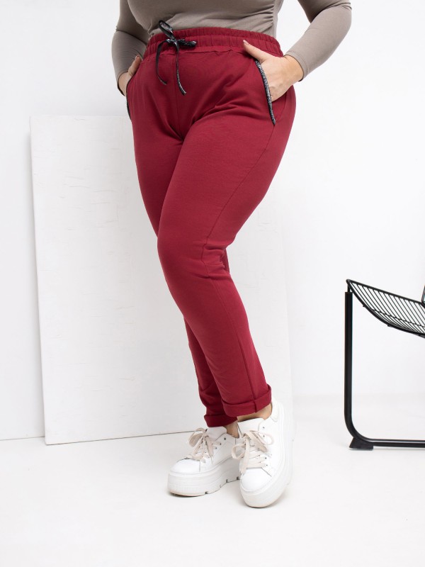 Sportinės kelnės-RV-DR-4765.52-bordo spalvos