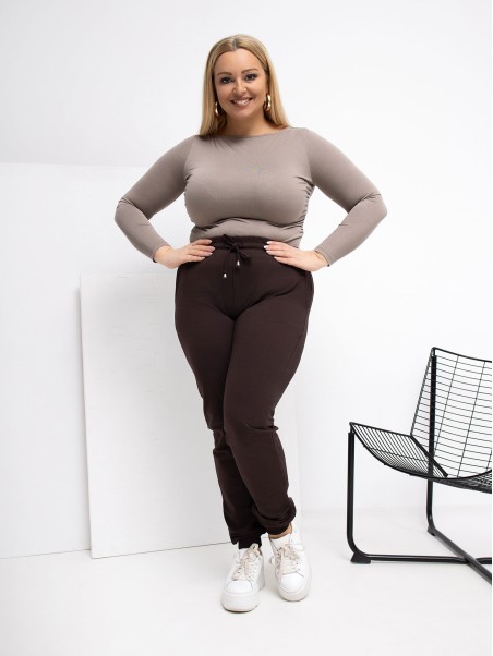 Sportinės kelnės-RV-DR-6301.88-tamsiai rudos