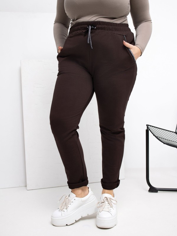 Sportinės kelnės-RV-DR-4765.52-tamsiai rudos