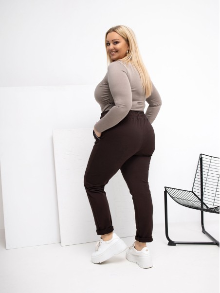 Sportinės kelnės-RV-DR-4765.52-tamsiai rudos