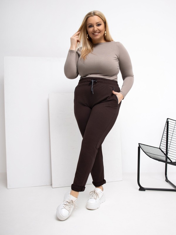 Sportinės kelnės-RV-DR-4765.52-tamsiai rudos