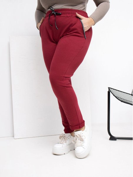 Sportinės kelnės-RV-DR-4765.52-bordo spalvos