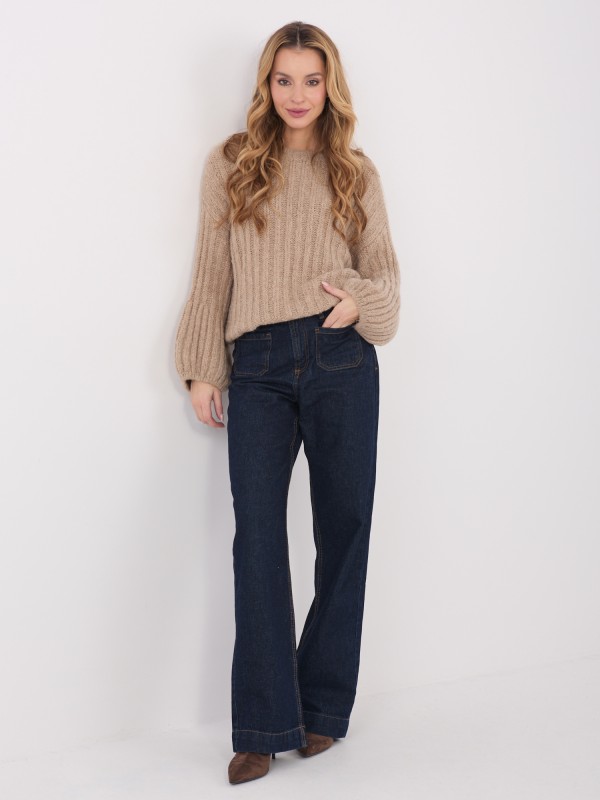 Megztinis-MI-SW-1215.51-tamsiai smėlio spalvos